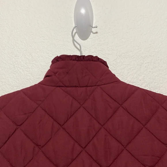 J. Crew Mercantile Ruffled Puffer Vest Dark Wine Size M - Picture 7 of 10